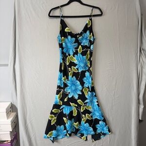 Vtg Fairweather Studio Womens Floral Maxi Dress Size S Black Blue Spring Fairy